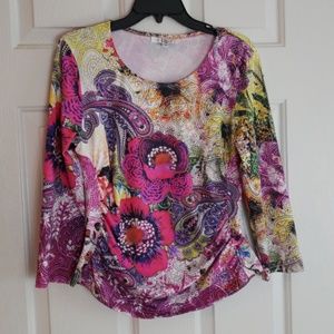 Paris IQ Floral Print Top in Size M